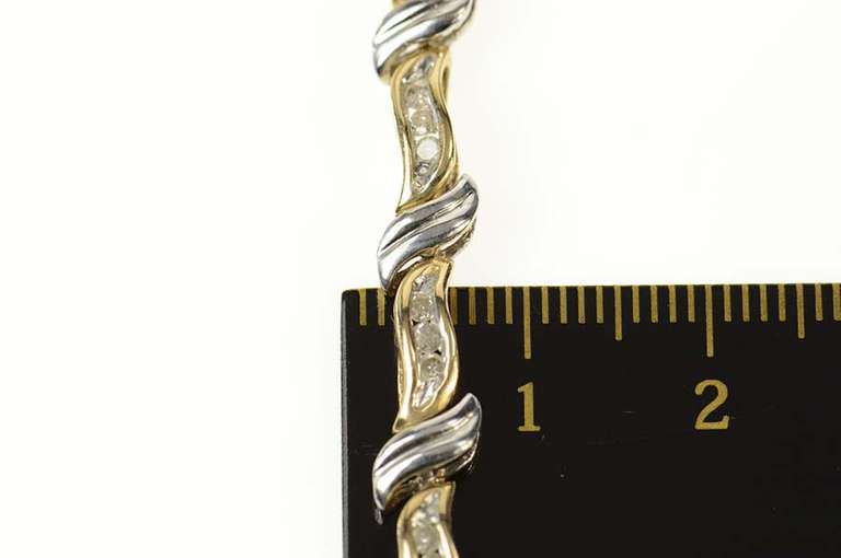 10K Yellow Gold 0.67 Ctw Two Tone Diamond Wavy Tennis Bracelet