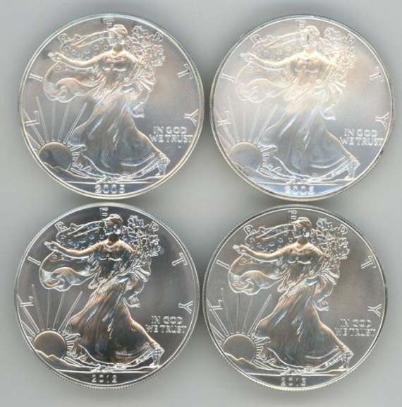 4 Diff. Pristine-perfect Gem BU American Silver Eagle coins