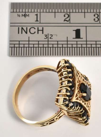 Modern Filigree Sapphire Cluster Ring