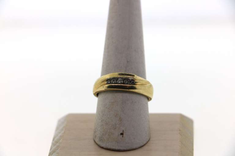Wavy 14k Gold Channel Set Diamond Ring