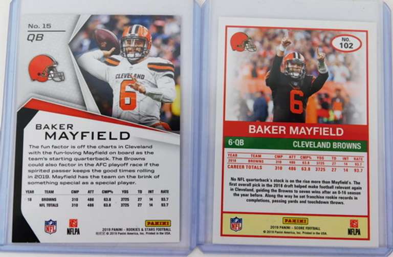 2 Baker Mayfield Baseball Cards, 2019