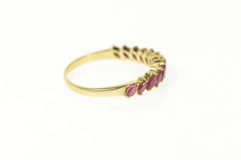 14K Yellow Gold Marquise Natural Ruby Wedding Band Ring