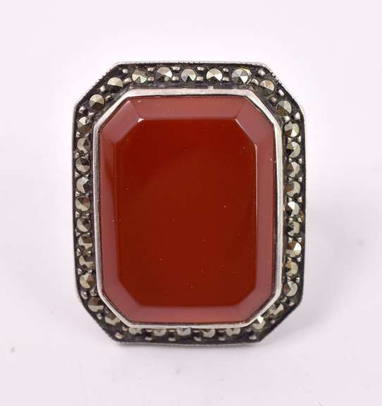 Red Gemstone Ring in Sterling Silver