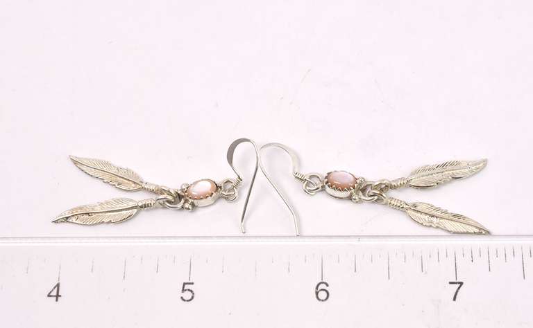 Native American Style Moonstone Earrings in Sterling Silver