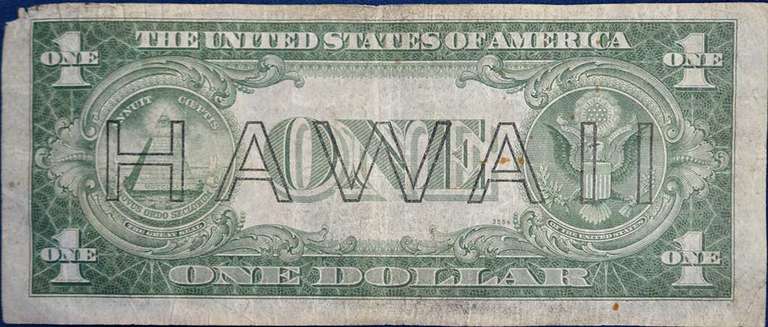 Series 1935A $1 Silver Certificate, World War II Hawaii Emergency Issue Note, Circulated.