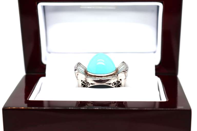 Fancy 18KT White Gold Turquoise Ring