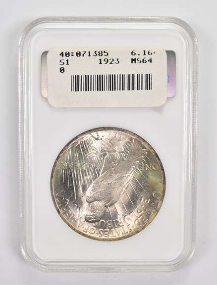 MS64 1923 Peace Silver Dollar - Graded NGC