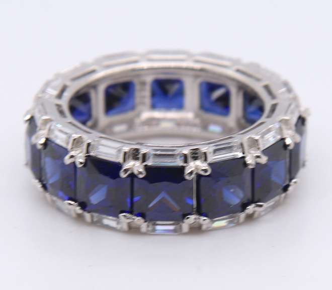 Navy Blue Cubic Zirconia Sterling Silver Band