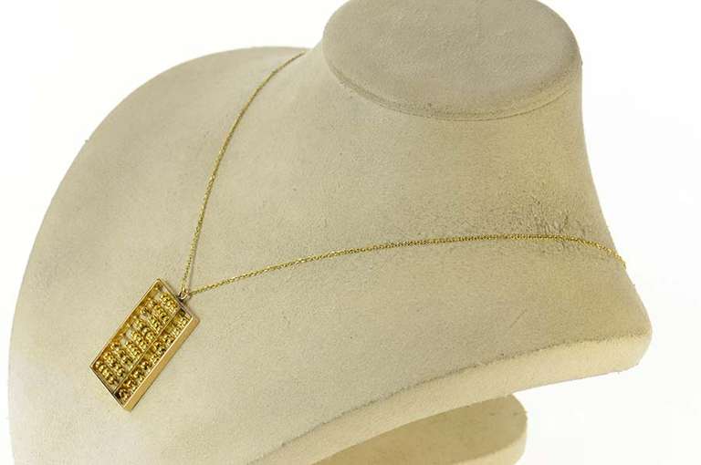 14K Yellow Gold Articulated Abacus Ancient Calculator Charm/Pendant