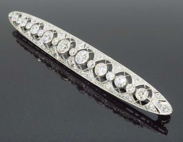 Intricate Vintage Platinum Diamond Brooch