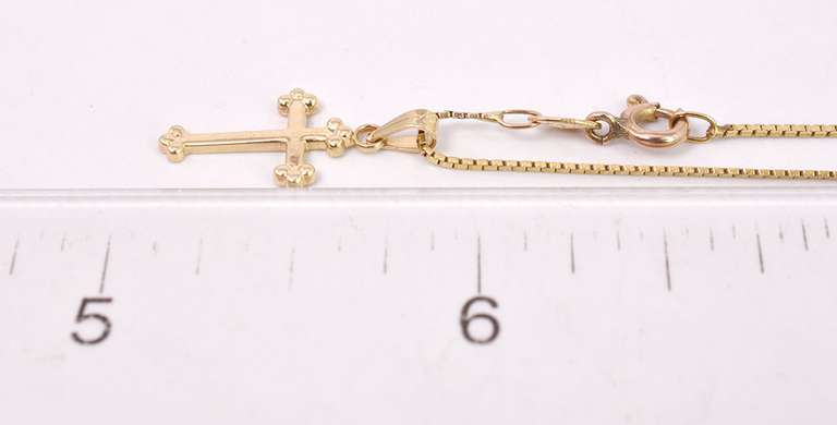 Petite Cross Pendant Necklace in 14K Yellow Gold