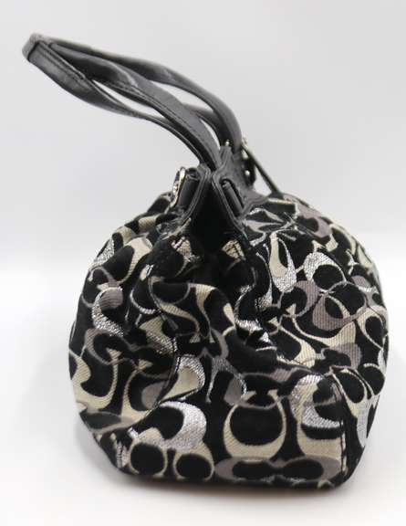Coach Mia Velvet Optic Black Leather Lurex Carryall