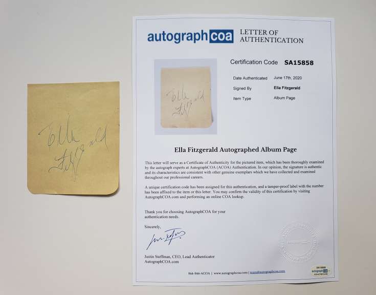 Ella Fitzgerald Autographed Signed Album Page Jazz Legend ACOA