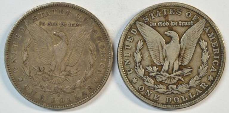 Sharp 1900-S & 1904-S Morgan Silver Dollars. Scarce pair