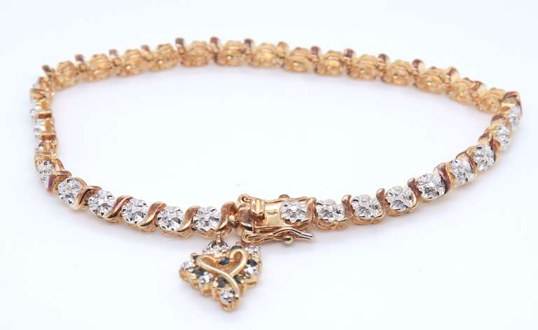 Sterling Silver Gold Plated Bracelet with Heart Charm