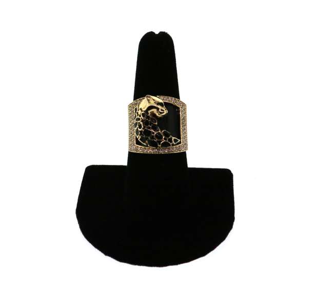 Contemporary Handmade Italian 14k Gold Signet Ring with Noble Panther