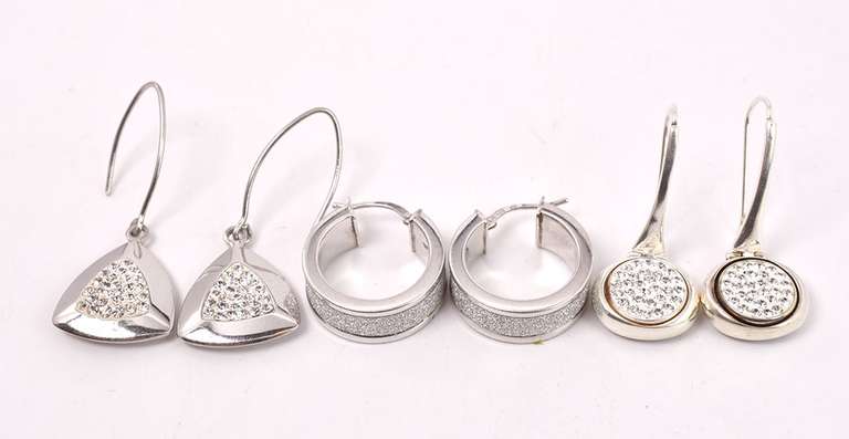 Collection of Crystalized Earrings in Sterling Silver