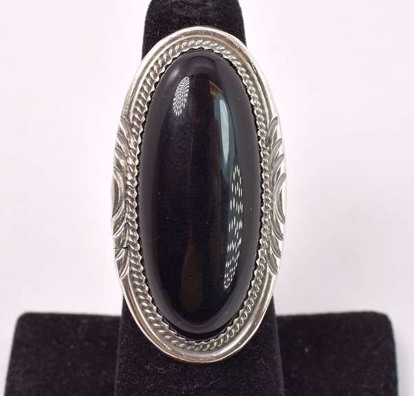 Large Black Onyx Ring in Sterling Silver