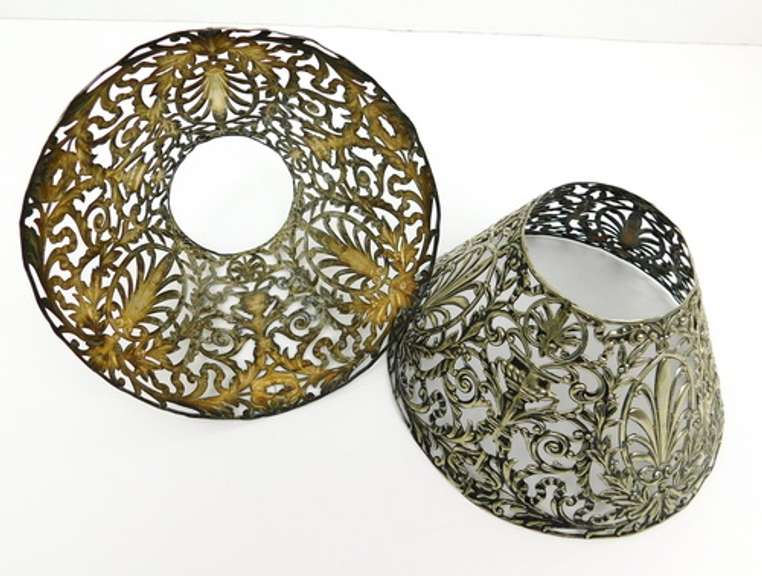 Rare Set of 4 Antique French Metal Lamp Shades