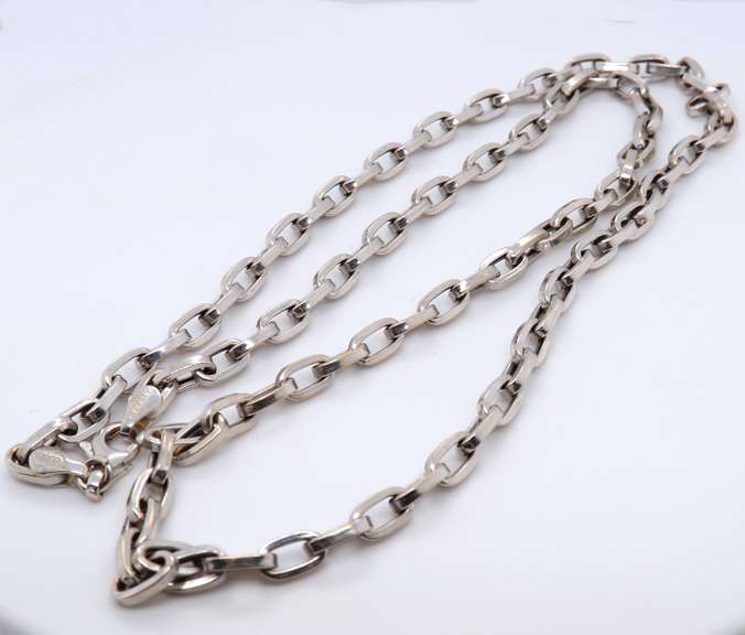 Italian Style White Gold oval Link Chain Necklace