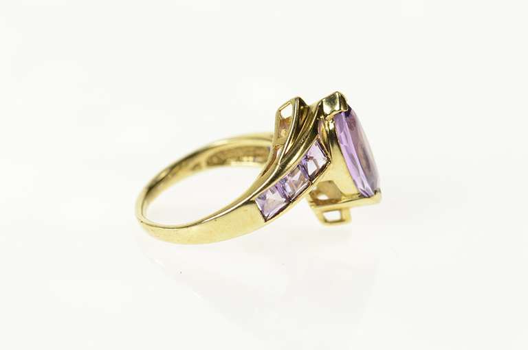 10K Yellow Gold Marquise Princess Accent Bypass Statement Ring