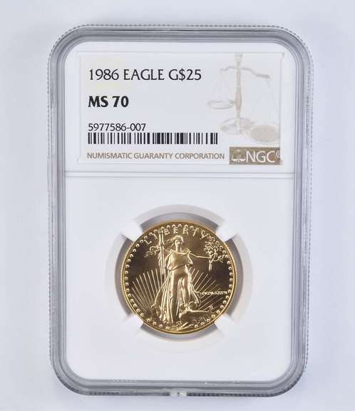 MS70 1986 $25 American Gold Eagle - Graded NGC