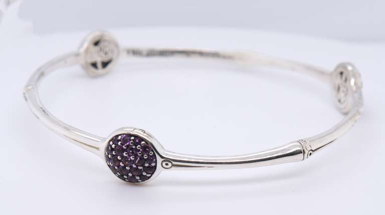 John Hardy Bamboo Collection Three Station Amethyst Bracelet