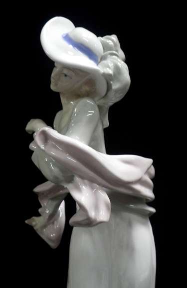 Springtime Stroll with Pup 12inc Porcelain Figurine