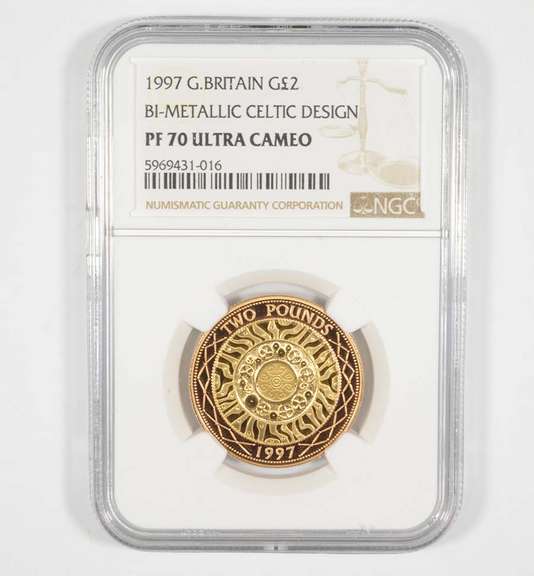 PF70UCAM 1997 Great Britain 2 Gold Pounds - Bi-Metallic Design - NGC