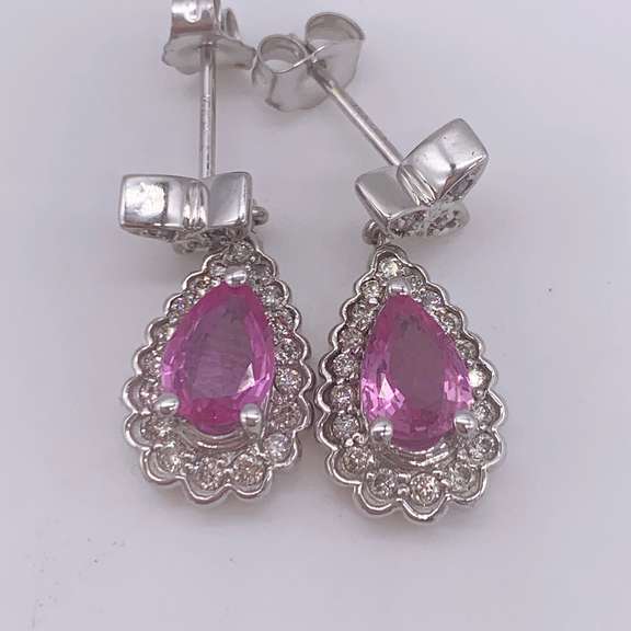 14kt Gold, Pink Sapphire, & Diamond Earrings