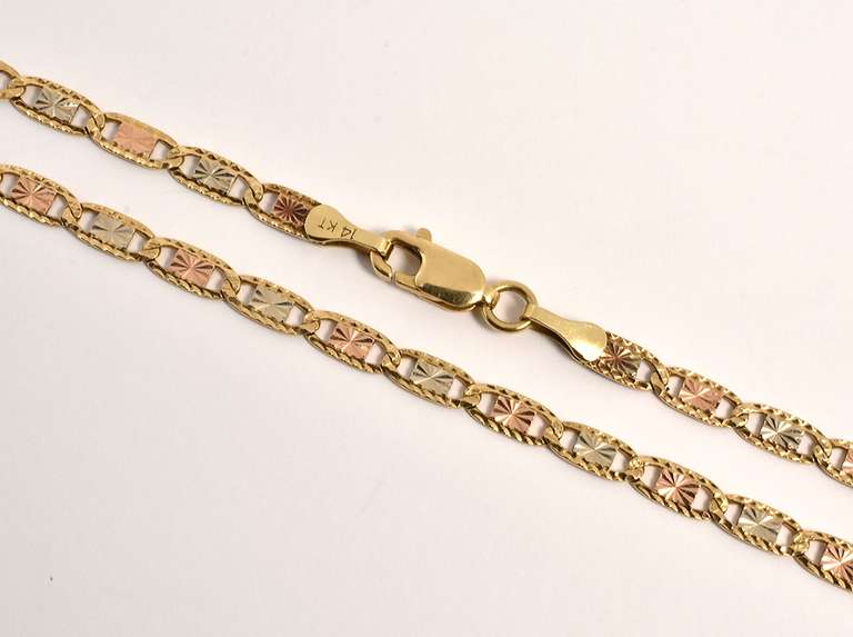 Unusual Tri-Color Anchor Link Necklace