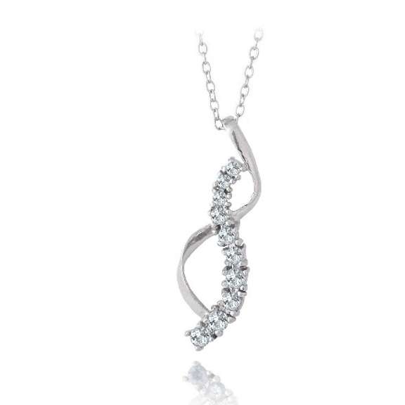 Sterling Silver 1/2ct Blue Topaz Journey Ribbon Pendant