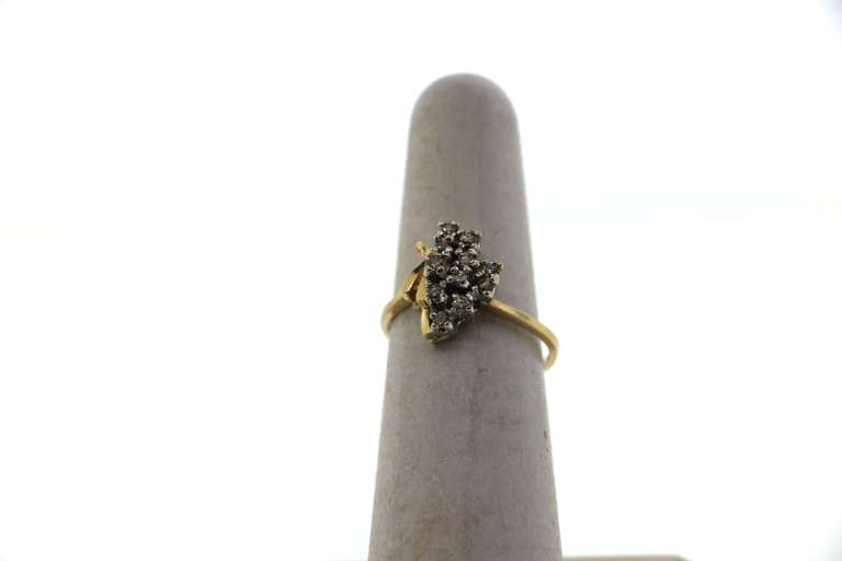 Stepped Square Diamond Cluster Ring with 14k Gold