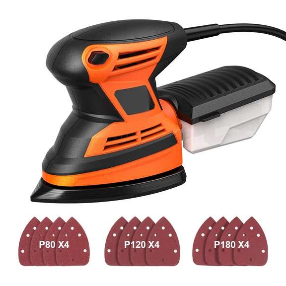 200W Detail Sander Small Sander with 12Pcs Sandpaper