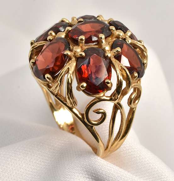 Bold Garnet Cluster Ring