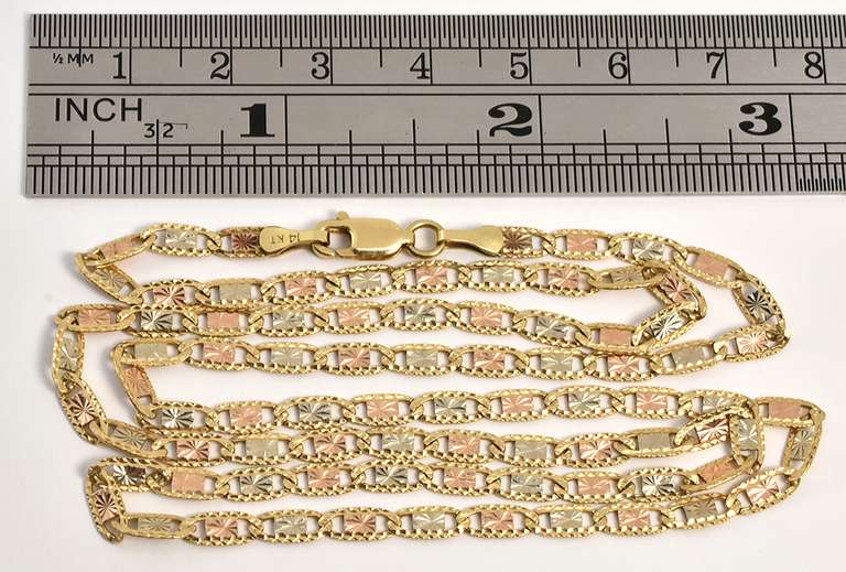 Unusual Tri-Color Anchor Link Necklace