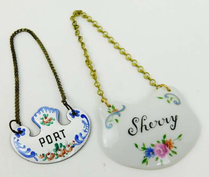 French Porcelain & Enamel Liquor Tags