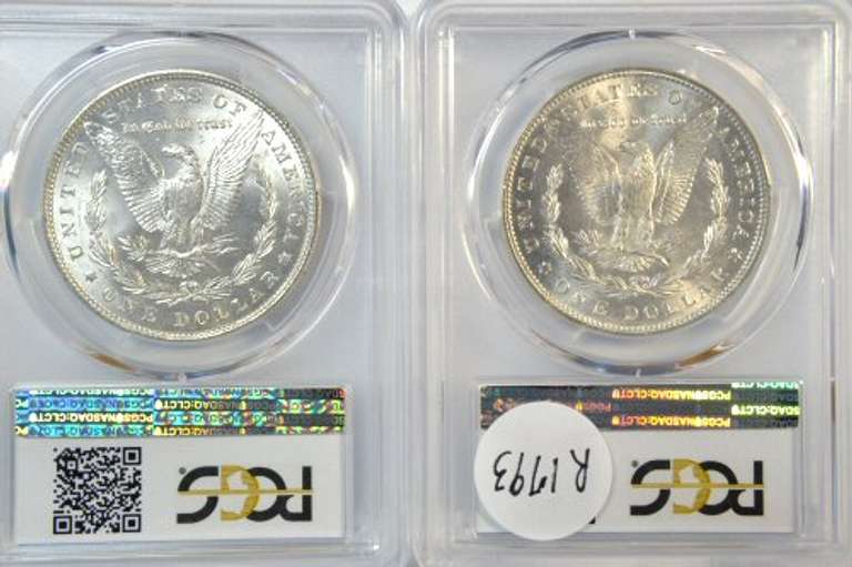 Near Gem BU 1886 & 1887 Morgan Silver Dollars. PCGS MS64