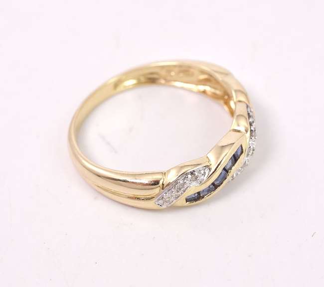 Brilliant Sapphire and Diamond Band in 14K Yellow Gold