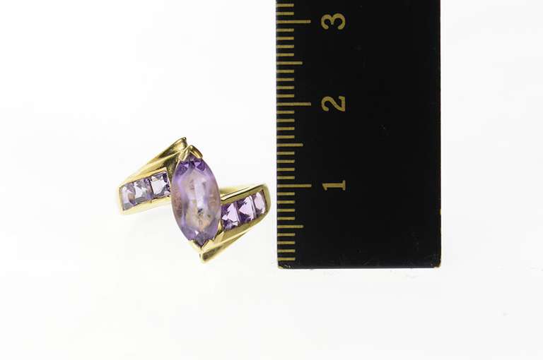 10K Yellow Gold Marquise Princess Accent Bypass Statement Ring