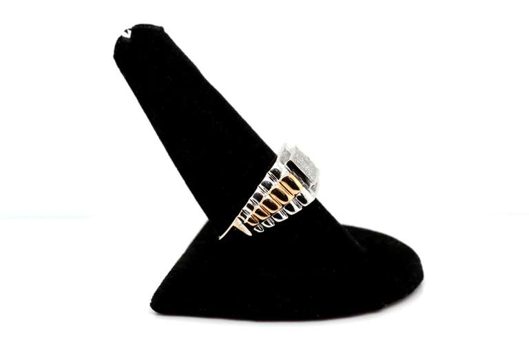 mens 14k white and yellow gold diamond ring