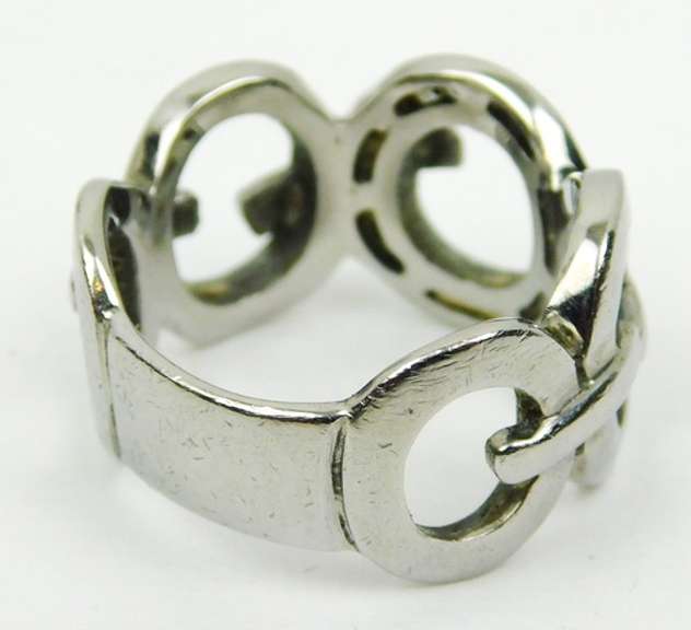 Impressive Sterling Ring with Clear Stones, 6.5