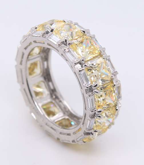 Sterling Silver Princess Cut Yellow Cubic Zirconia Band
