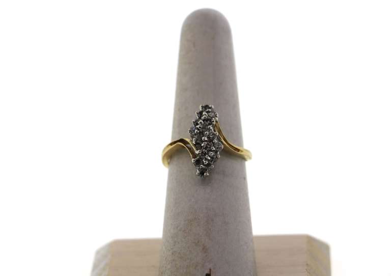 Glimmering Diamond Cluster Ring with 14k Gold