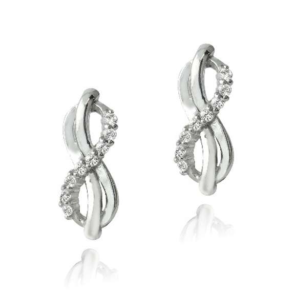 Sterling Silver 1/2ct Created White Sapphire Infinity Swirl Stud Earrings