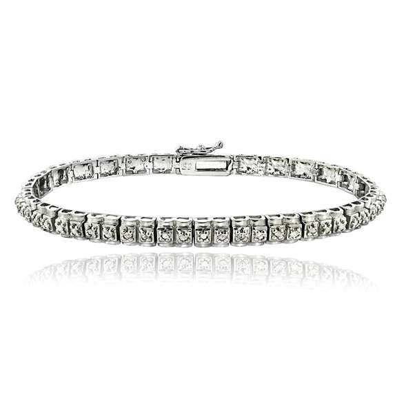Silver Tone 1/2 Ct Diamond Studded Tennis Bracelet