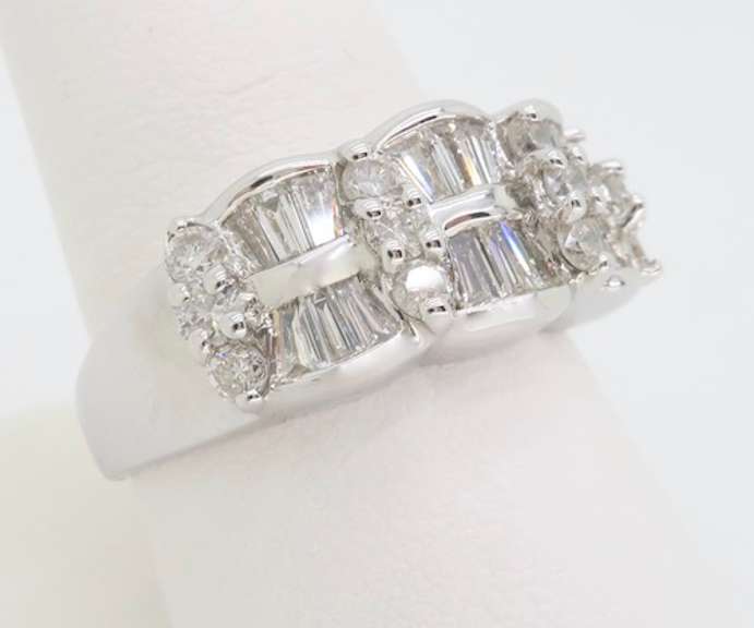 Intricate Baguette and Round Diamond Band