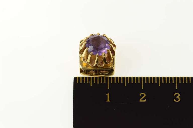 14K Yellow Gold 3D Amethyst Squared Slide Bracelet Charm/Pendant
