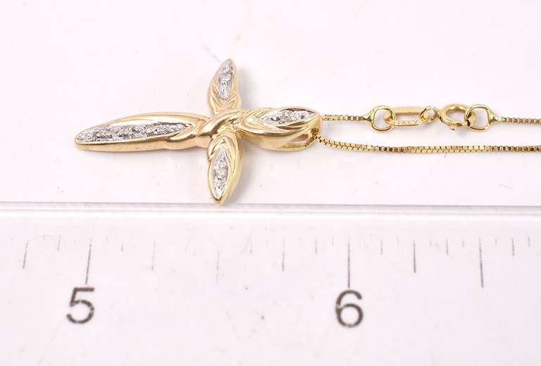 Delicate Diamond Cross Pendant Necklace in 14K/10K Yellow Gold