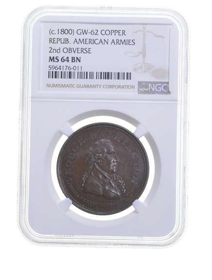 MS64 BN 1800 Republican American Armies GW-62 Copper 2nd Obverse - NGC